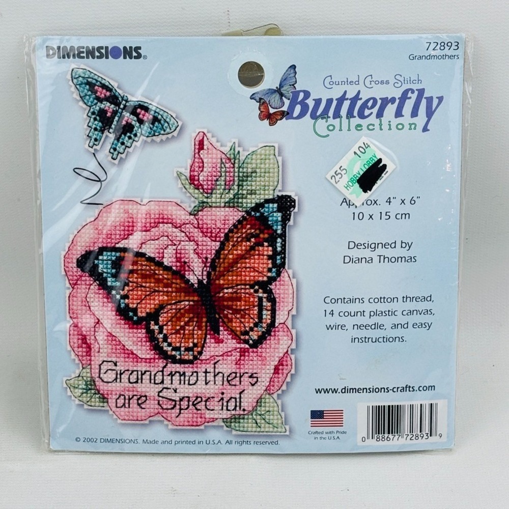 Dimensions Butterfly Collection Grandmothers Counted Cross Stitch Kit 72893‎